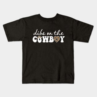 Hot Southern Cowgirl Boots Horse Riding Western Dibs on the Cowboy I Heart Love Funny Country Leopard Print Hot Southern Cowgirl Boots Horse Riding Western Kids T-Shirt